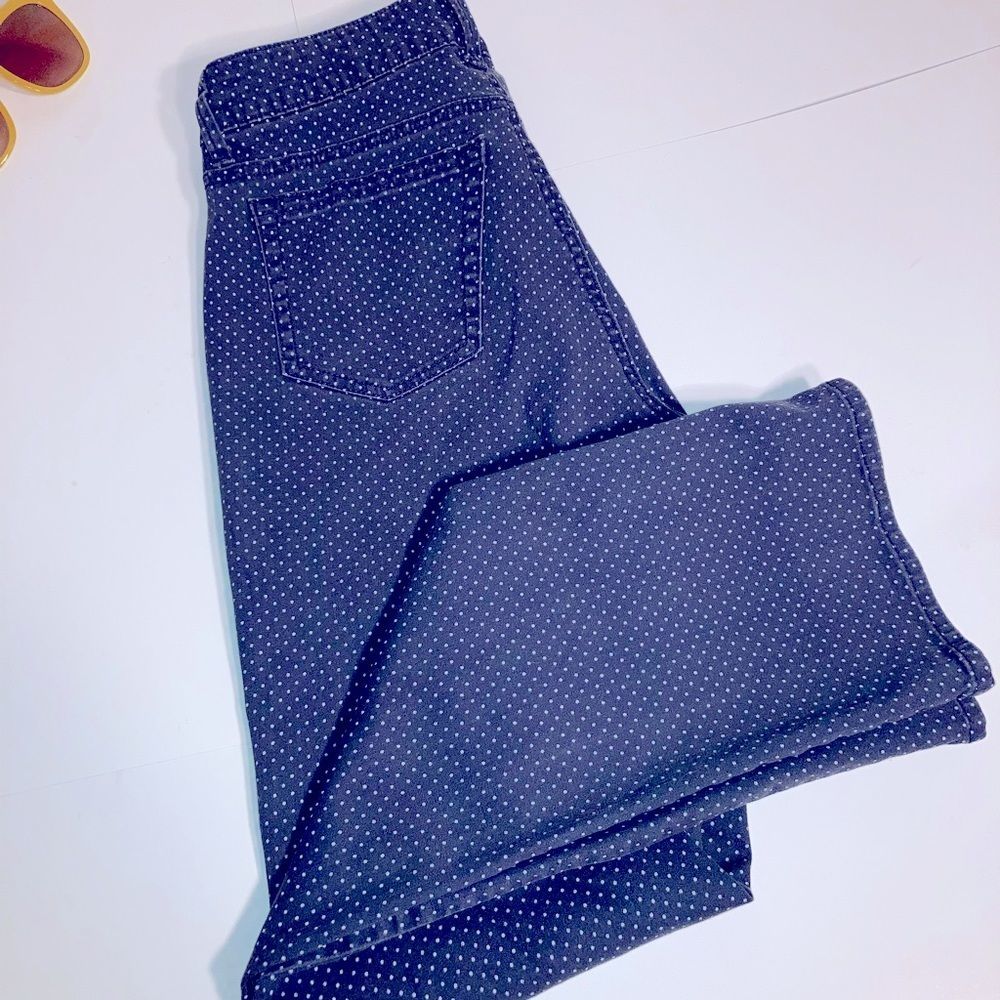 Lee Riders white polka dot jeans women’s size 12 high waist stretchy fabric